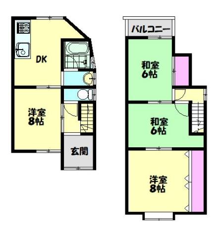 毛穴町貸家の間取り写真