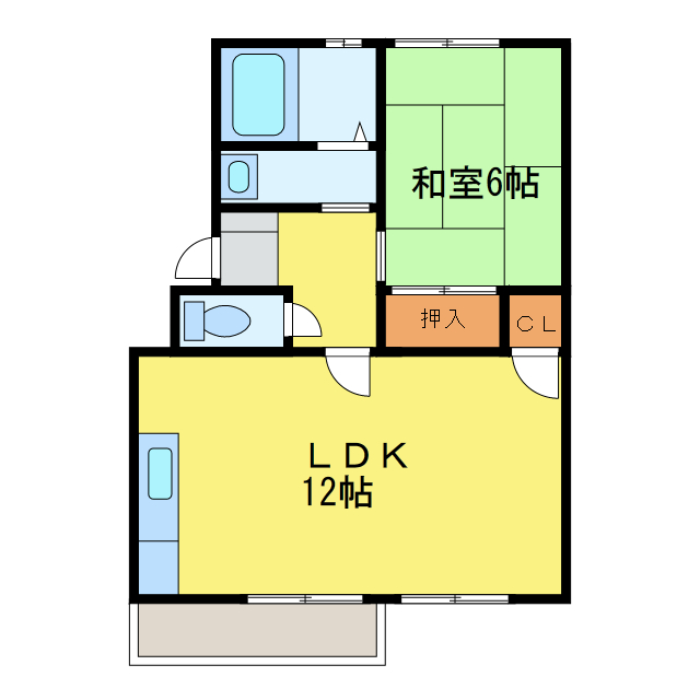 徳島市中吉野町のアパートの間取り