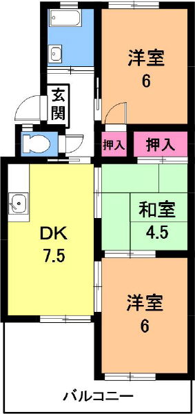 六軒屋農住団地コーポ松栄の間取り