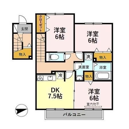 滑川市柳原のアパートの間取り