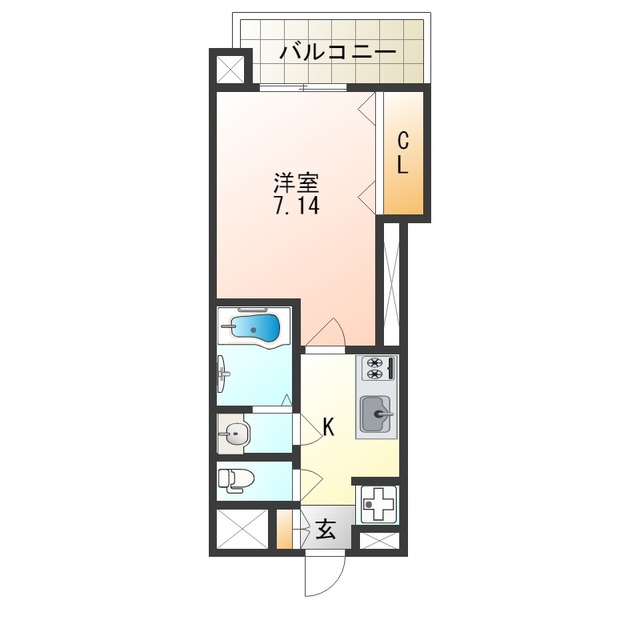 【東大阪市足代新町のマンションの間取り】