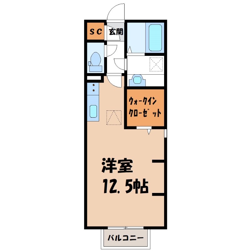 【前橋市上大島町のアパートの間取り】