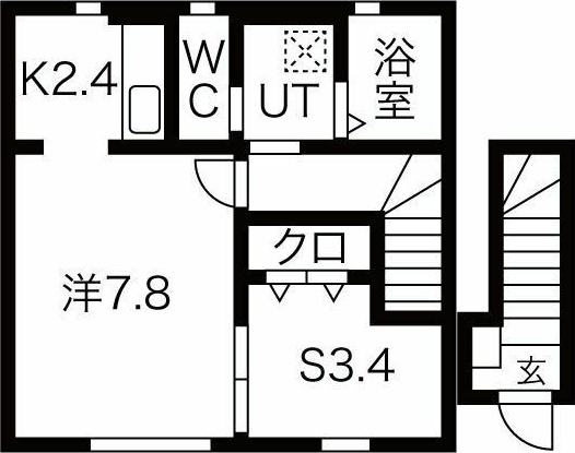 北上市常盤台４丁目築築2年の間取り