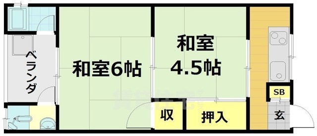 【京都市伏見区横大路下三栖南郷のアパートの間取り】