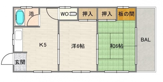 大阪市東住吉区湯里のマンションの間取り