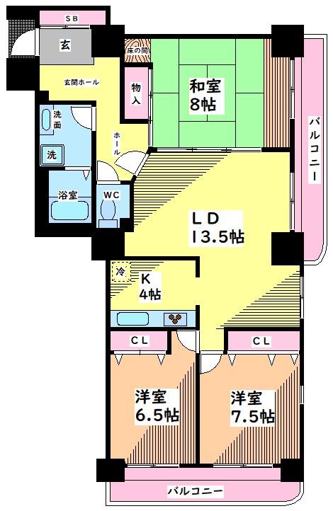 東大和市桜が丘のマンションの間取り