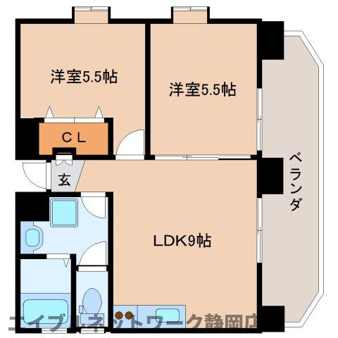 静岡市葵区本通のマンションの間取り