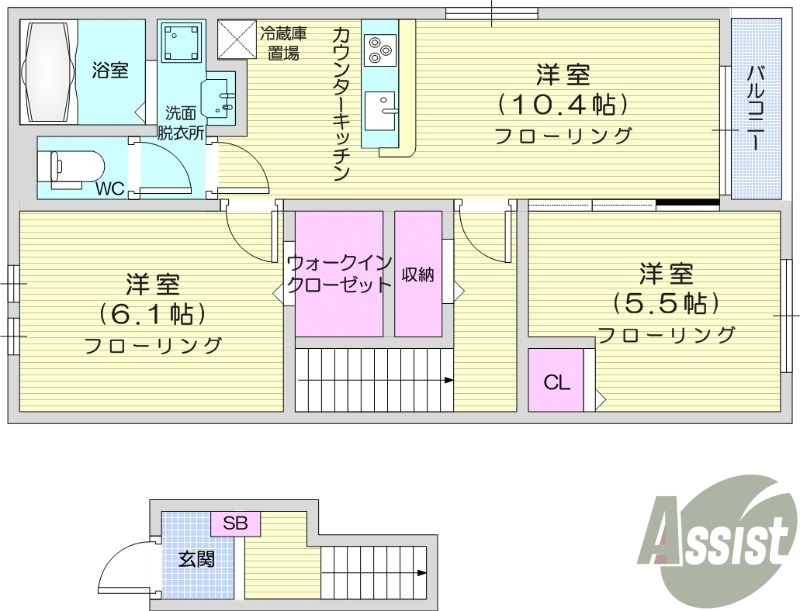 多賀城市桜木のアパートの間取り