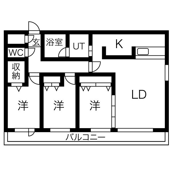 札幌市中央区南十七条西のマンションの間取り