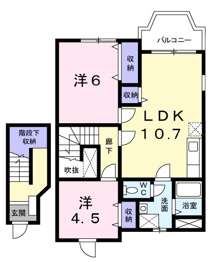 泉南市信達市場のアパートの間取り