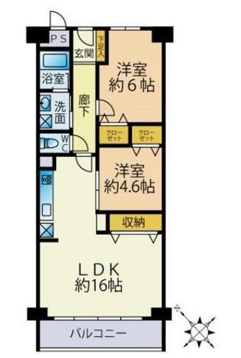 福岡市博多区千代のマンションの間取り