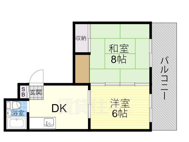 大阪市中央区瓦屋町のマンションの間取り