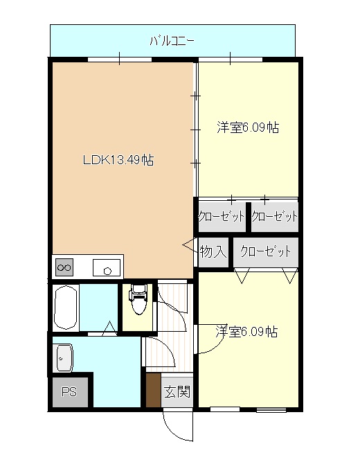 新潟市中央区親松のマンションの間取り