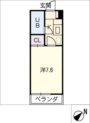 １ルーム西端の間取り