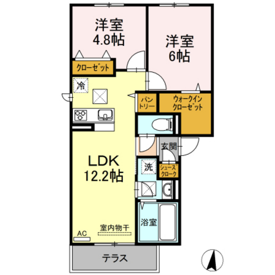 【岡山市北区平野のアパートの間取り】