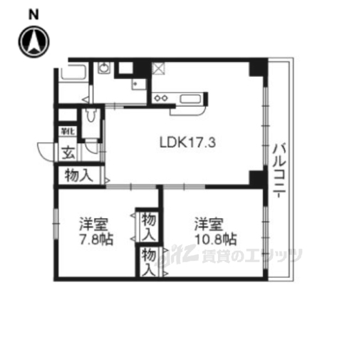 京都市下京区五坊大宮町のマンションの間取り