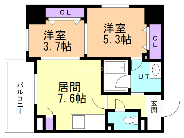 札幌市中央区南三条西のマンションの間取り