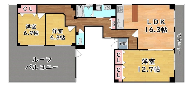 神戸市灘区原田通のマンションの間取り