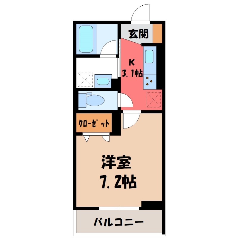 小山市中央町のアパートの間取り