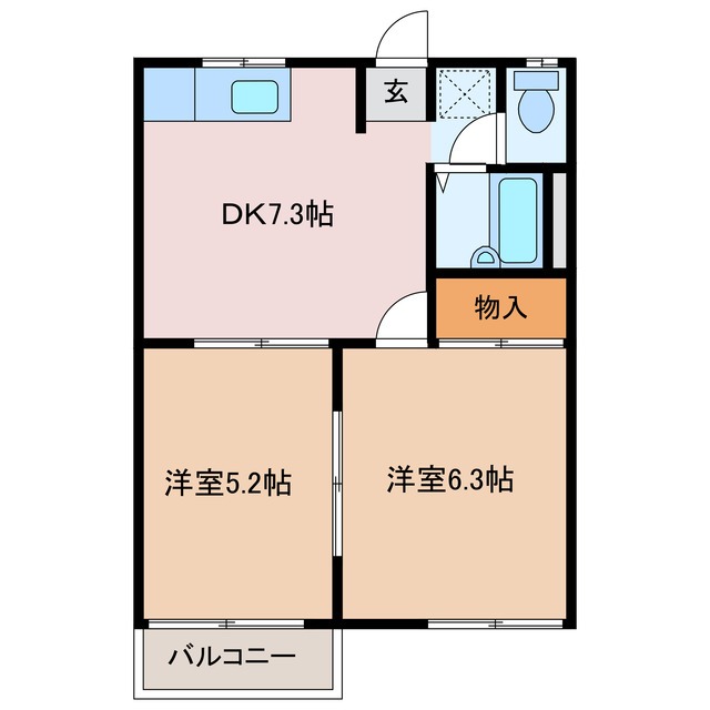 伊賀市平野清水のアパートの間取り