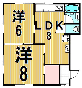 レオパレス　2 L D K　リフ ォーム済　ペッ ト可　駐 車2 台込の間取り