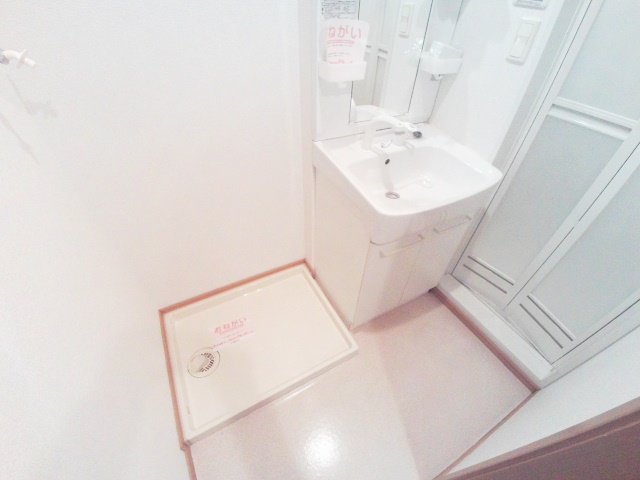 洗面設備　朝シャンも出来る広い洗面脱衣所