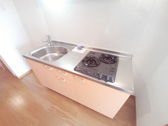 キッチン　自炊をされる方にピッタリ、2口ガスコンロ付きのキッチン