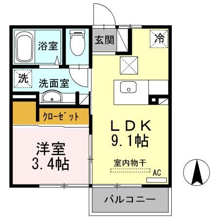 Ｄーｒｏｏｍ伝上山の間取り