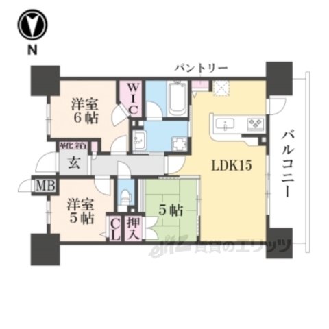 宇治市大久保町のマンションの間取り