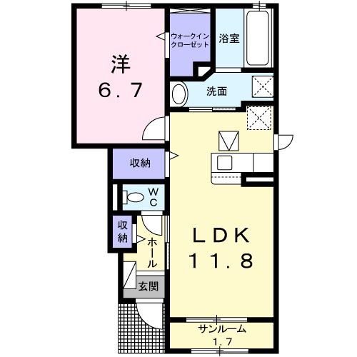 上北郡おいらせ町緑ヶ丘のアパートの間取り