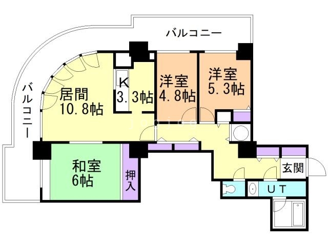 【ライオンズステーションタワー東札幌の間取り】