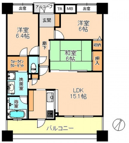 広島市西区庚午南のマンションの間取り