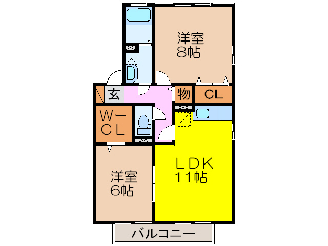 大村市溝陸町のアパートの間取り