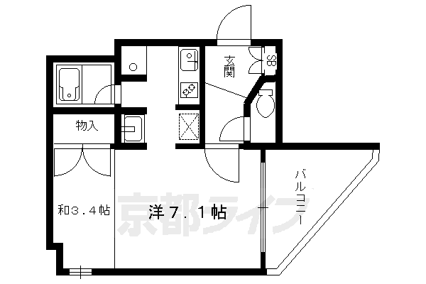 京都市北区小山西上総町のマンションの間取り