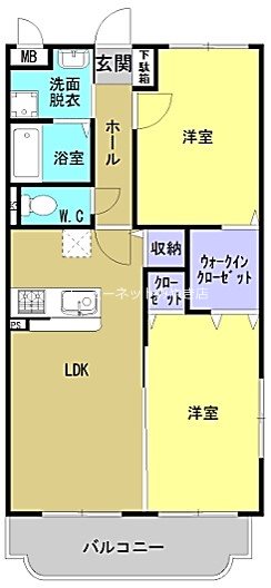 鳥栖市本鳥栖町のマンションの間取り