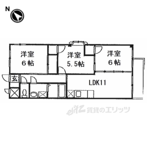 八幡市八幡安居塚のアパートの間取り