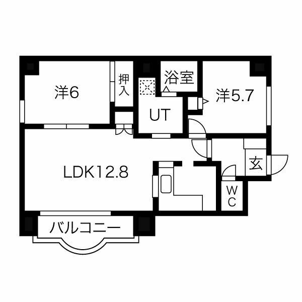 札幌市北区北四十条西のマンションの間取り