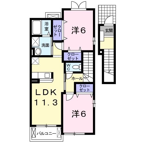 遠賀郡遠賀町大字別府のアパートの間取り