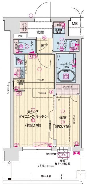 京都市南区上鳥羽勧進橋町のマンションの間取り