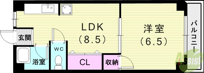 芦屋市平田北町のマンションの間取り