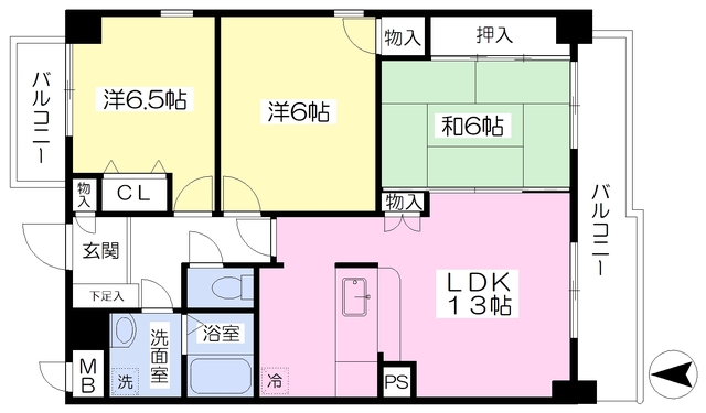 堺市堺区大浜北町のマンションの間取り