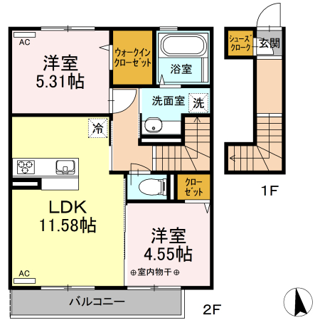 南国市大そねのアパートの間取り