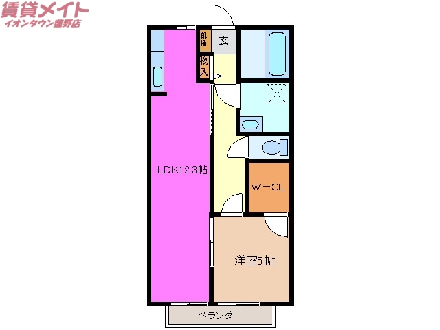 いなべ市大安町大井田のアパートの間取り