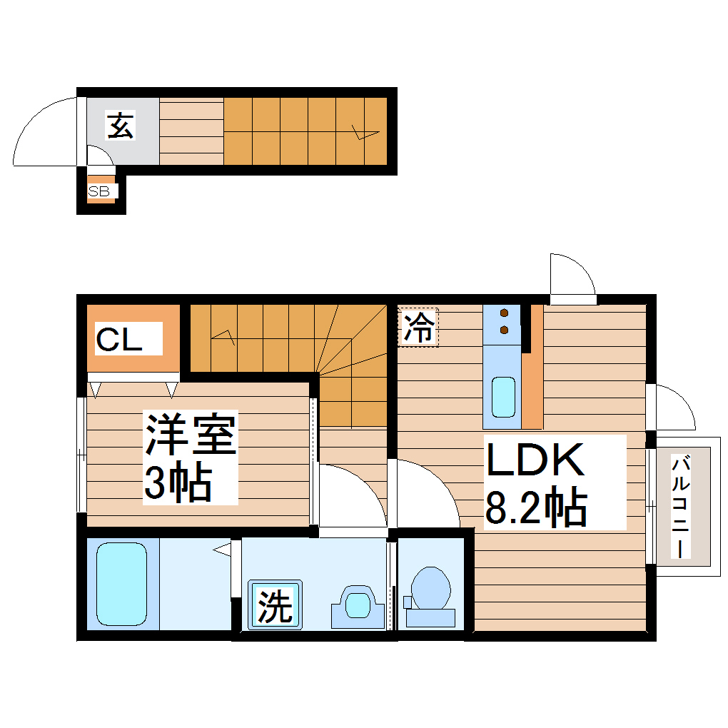 仙台市宮城野区福室のアパートの間取り