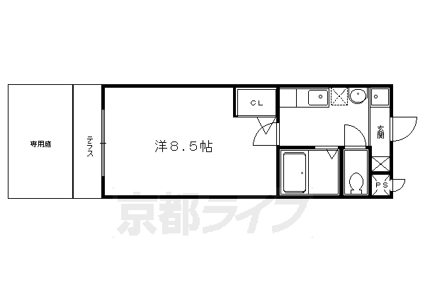 京都市北区平野上柳町のマンションの間取り