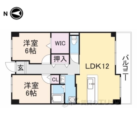 枚方市伊加賀西町のマンションの間取り