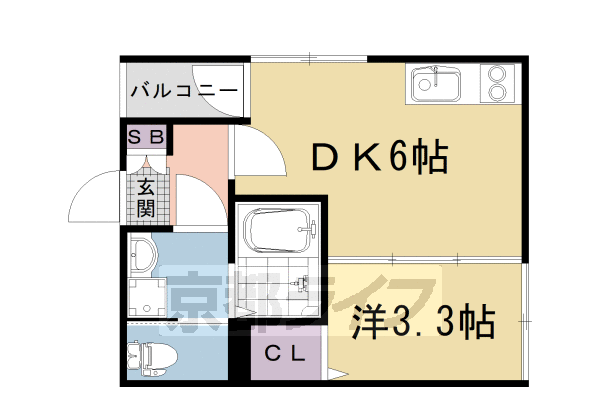 京都市右京区太秦乾町のアパートの間取り