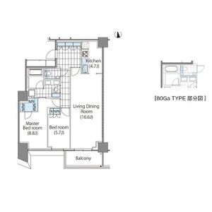 新宿区新宿のマンションの間取り