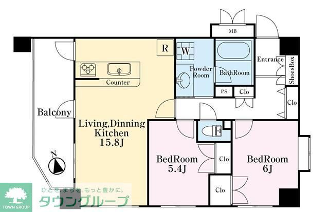 千葉市稲毛区作草部町のマンションの間取り