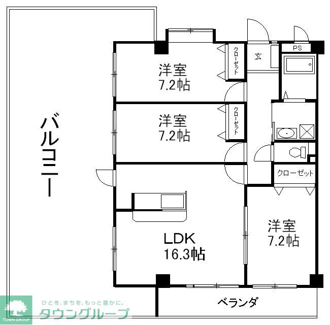 福岡市博多区浦田のマンションの間取り